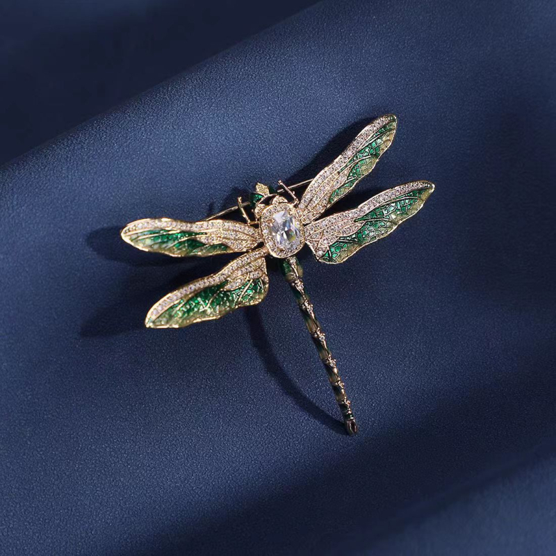 Broșă Dragonfly, cupru, unisex, de înaltă clasă, placare electroplatină, cadou