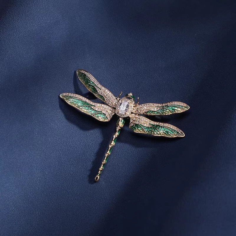 Broșă Dragonfly, cupru, unisex, de înaltă clasă, placare electroplatină, cadou