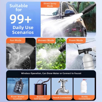 Ασύρματο πιστόλι υψηλής πίεσης για πλύσιμο αυτοκινήτων, φορητό σύστημα με επαναφορτιζόμενη μπαταρία, 100W, 24-48V, μοντέλο YJ-B5335