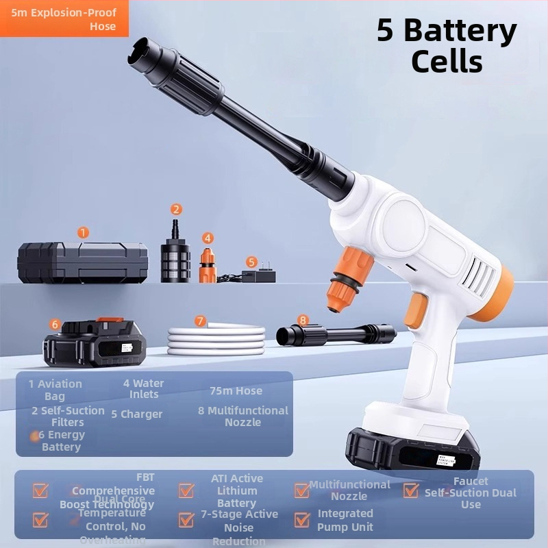 Ασύρματο πιστόλι υψηλής πίεσης για πλύσιμο αυτοκινήτων, φορητό σύστημα με επαναφορτιζόμενη μπαταρία, 100W, 24-48V, μοντέλο YJ-B5335