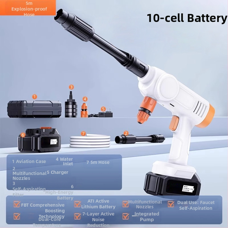 Ασύρματο πιστόλι υψηλής πίεσης για πλύσιμο αυτοκινήτων, φορητό σύστημα με επαναφορτιζόμενη μπαταρία, 100W, 24-48V, μοντέλο YJ-B5335