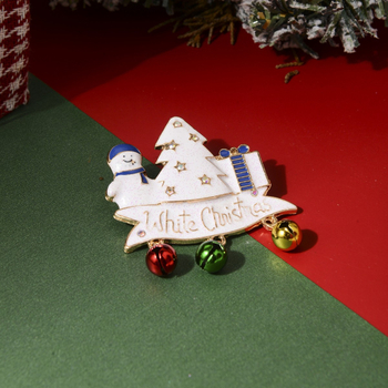 Καρφίτσα με χιονάνθρωπο σε καρτούν, κράμα ψευδάργύρου, ηλεκτροπλατίωση, unisex, καλοκαίρι 2024