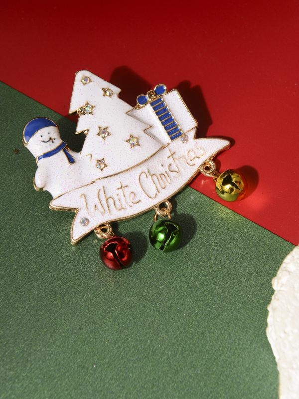 Καρφίτσα με χιονάνθρωπο σε καρτούν, κράμα ψευδάργύρου, ηλεκτροπλατίωση, unisex, καλοκαίρι 2024