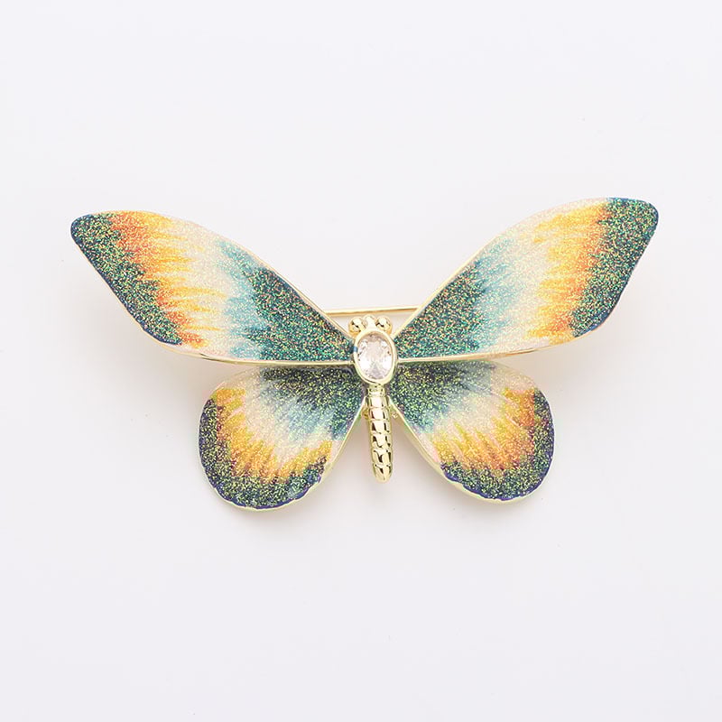 Χαλκός πεταλούδα καρφίτσα με λίθους σε ένθεση, κομψό γυναικείο αξεσουάρ, φινίρισμα λαδιού, μάρκα Yijia yiyi decoration, χειμερινή συλλογή 2024