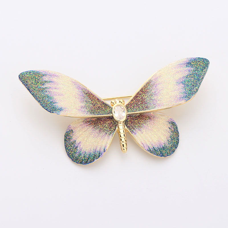 Χαλκός πεταλούδα καρφίτσα με λίθους σε ένθεση, κομψό γυναικείο αξεσουάρ, φινίρισμα λαδιού, μάρκα Yijia yiyi decoration, χειμερινή συλλογή 2024