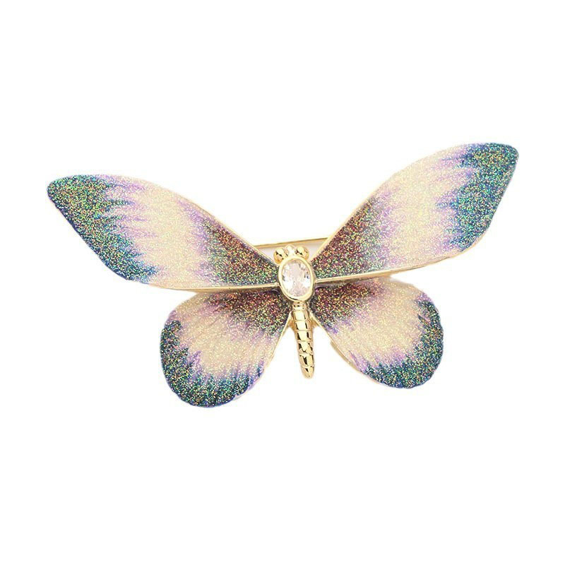 Χαλκός πεταλούδα καρφίτσα με λίθους σε ένθεση, κομψό γυναικείο αξεσουάρ, φινίρισμα λαδιού, μάρκα Yijia yiyi decoration, χειμερινή συλλογή 2024
