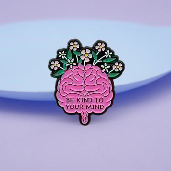 Καρφίτσα με εμαγιέ σχέδιο λουλούδι-εγκέφαλος, από κράμα ψευδάργύρου, απλό προσωπικό στυλ, διακοσμητικό αξεσουάρ