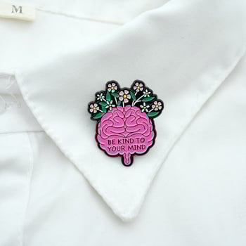 Καρφίτσα με εμαγιέ σχέδιο λουλούδι-εγκέφαλος, από κράμα ψευδάργύρου, απλό προσωπικό στυλ, διακοσμητικό αξεσουάρ