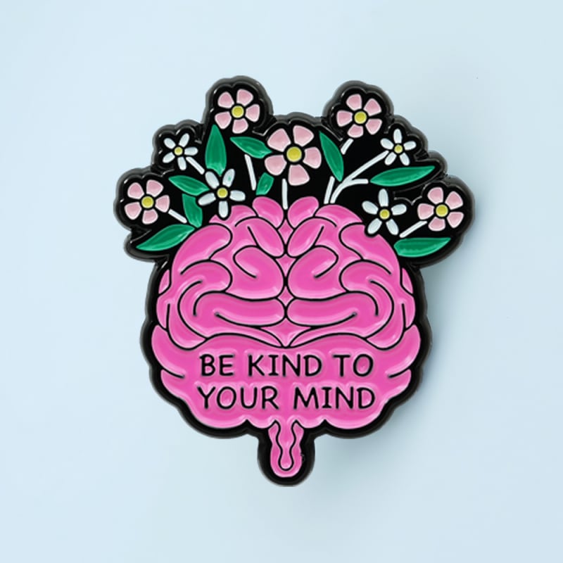 Καρφίτσα με εμαγιέ σχέδιο λουλούδι-εγκέφαλος, από κράμα ψευδάργύρου, απλό προσωπικό στυλ, διακοσμητικό αξεσουάρ