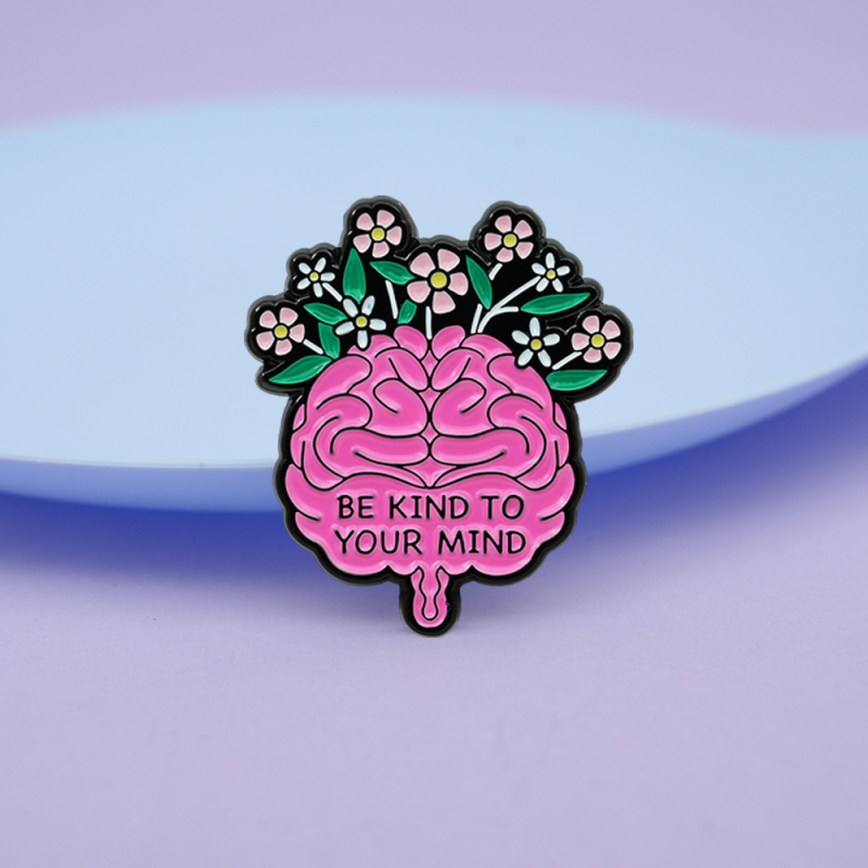 Καρφίτσα με εμαγιέ σχέδιο λουλούδι-εγκέφαλος, από κράμα ψευδάργύρου, απλό προσωπικό στυλ, διακοσμητικό αξεσουάρ