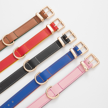 Δερμάτινο κολάρο σκύλου με μοτίβο color-block, μεταλλική αγκράφα, ρυθμιζόμενο, κατάλληλο για όλους τους σκύλους, στυλ ιαπωνικό/κορεάτικο