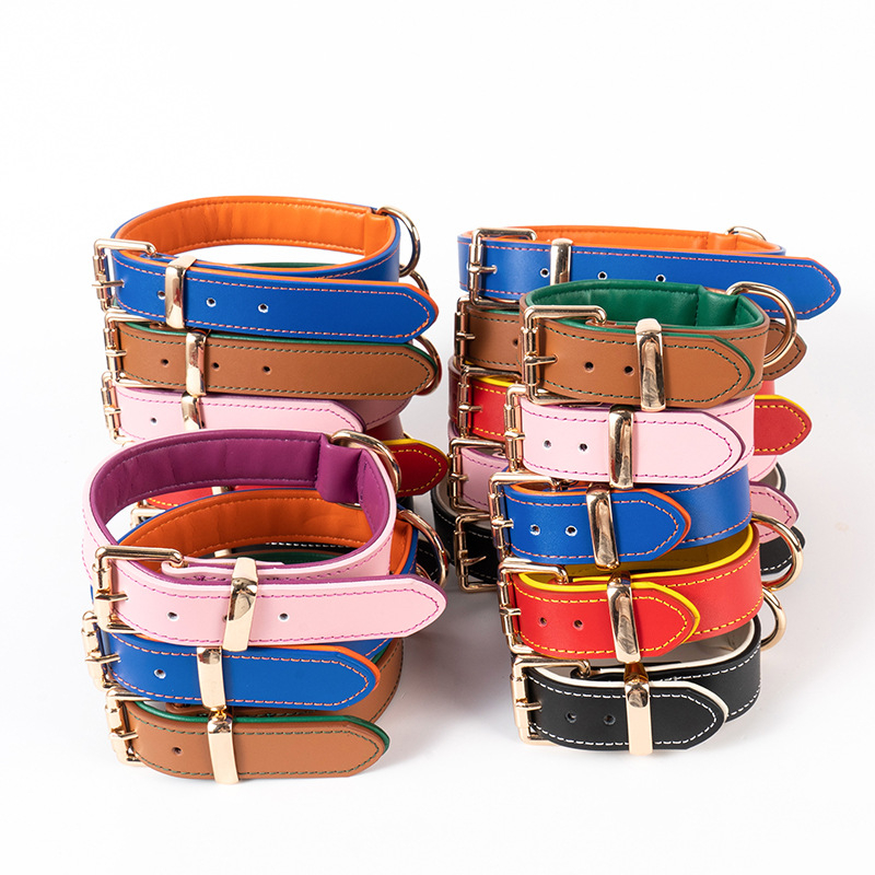 Δερμάτινο κολάρο σκύλου με μοτίβο color-block, μεταλλική αγκράφα, ρυθμιζόμενο, κατάλληλο για όλους τους σκύλους, στυλ ιαπωνικό/κορεάτικο