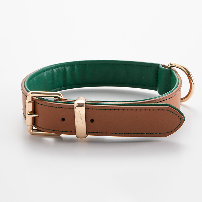 Δερμάτινο κολάρο σκύλου με μοτίβο color-block, μεταλλική αγκράφα, ρυθμιζόμενο, κατάλληλο για όλους τους σκύλους, στυλ ιαπωνικό/κορεάτικο