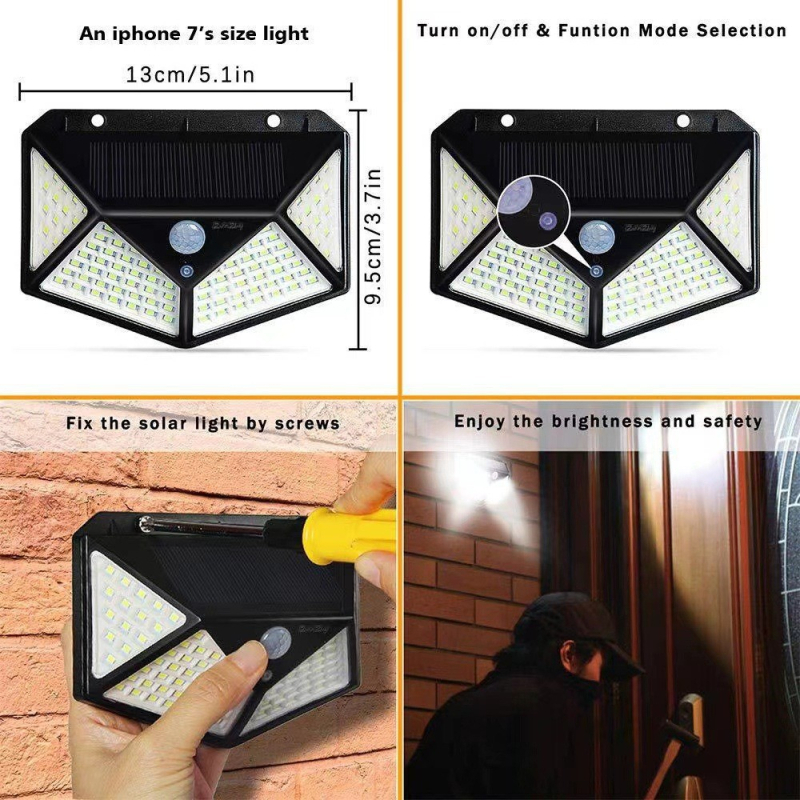 Solarna LED zidna svjetiljka s senzorom pokreta, IP65, 15W