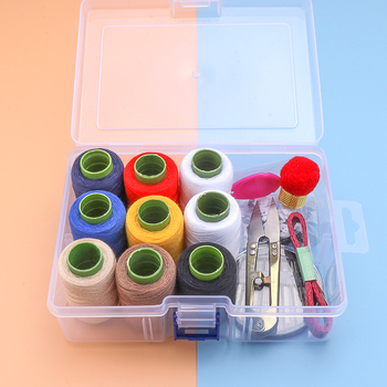 Σετ κλωστών ραψίματος σε διαφανή θήκη αποθήκευσης — πολυεστερικά νήματα