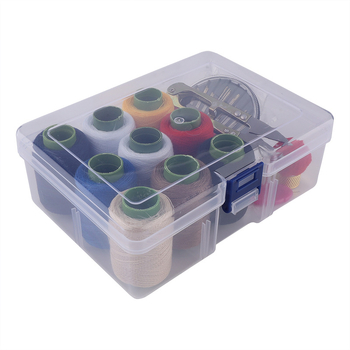 Σετ κλωστών ραψίματος σε διαφανή θήκη αποθήκευσης — πολυεστερικά νήματα