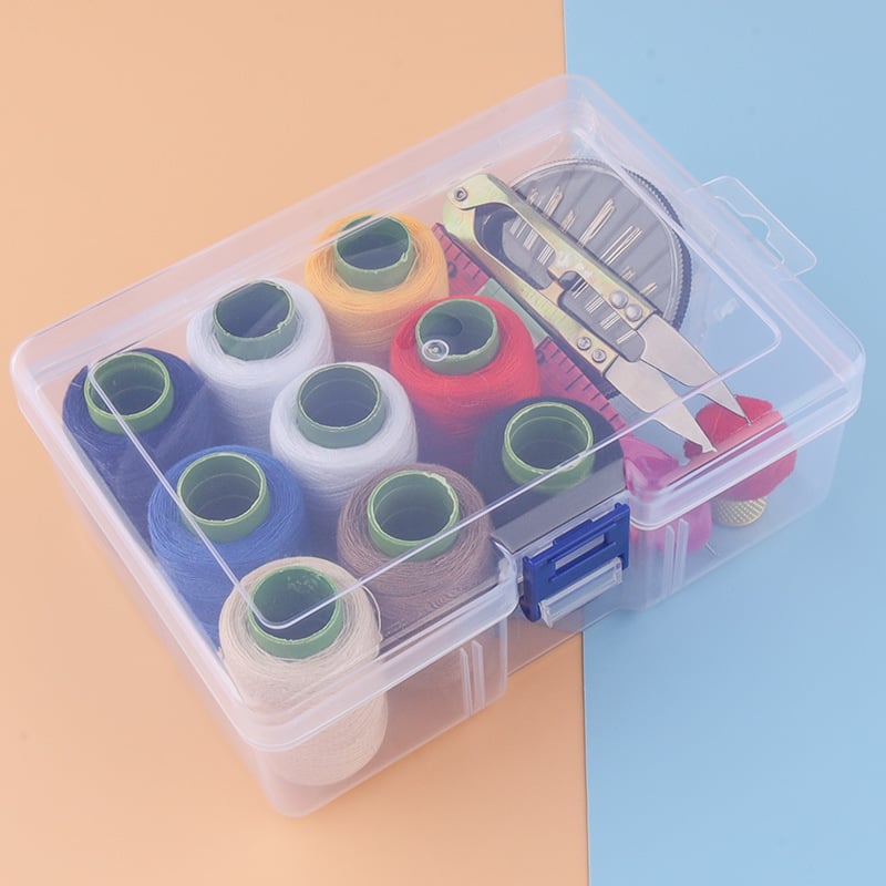 Σετ κλωστών ραψίματος σε διαφανή θήκη αποθήκευσης — πολυεστερικά νήματα