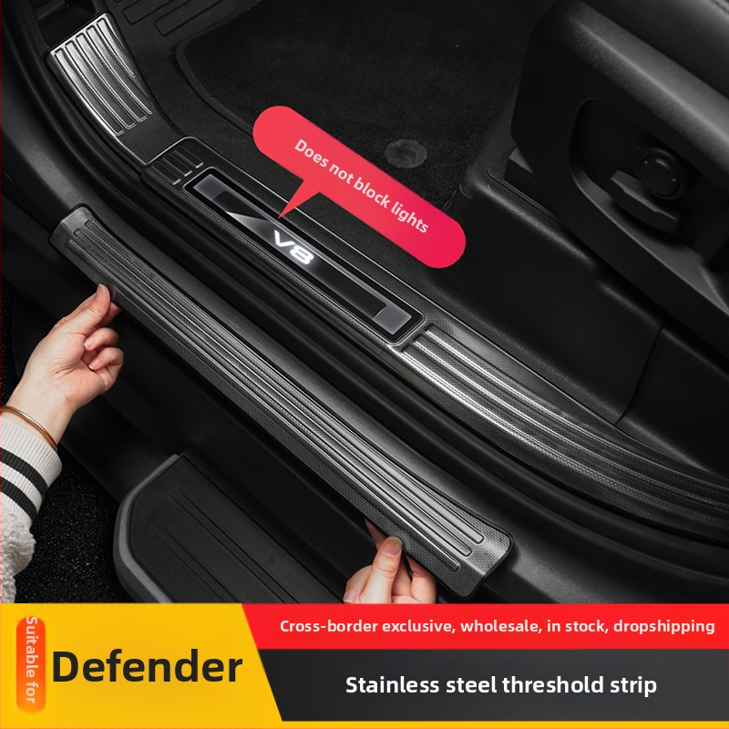 O'dell Nerezové oceľové prahové lišty a pedále pre Land Rover Defender 2020-2026, prispôsobiteľné