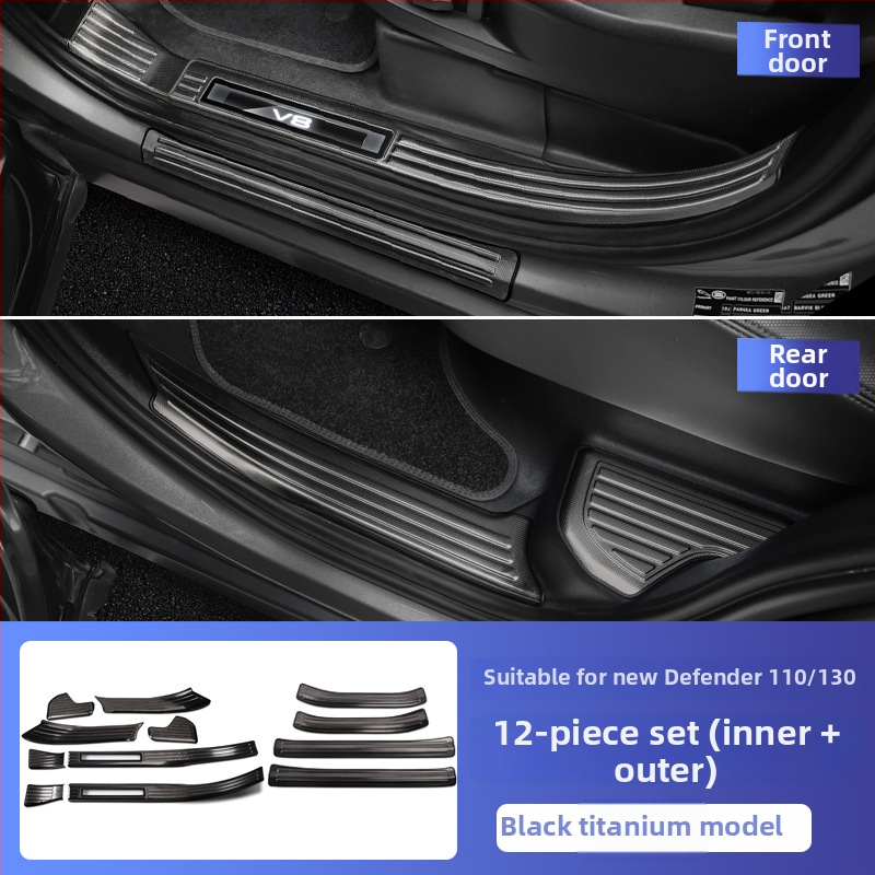 O'dell Nerezové oceľové prahové lišty a pedále pre Land Rover Defender 2020-2026, prispôsobiteľné