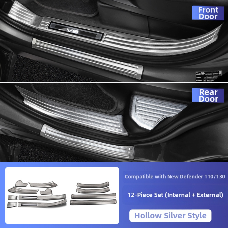 O'dell Nerezové oceľové prahové lišty a pedále pre Land Rover Defender 2020-2026, prispôsobiteľné