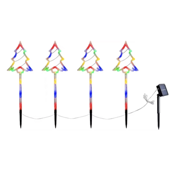 Lumină solară LED pentru grădină – set de 4 corpuri în formă de stea și brad, IP44, 0.6W, 2V, CE certificat