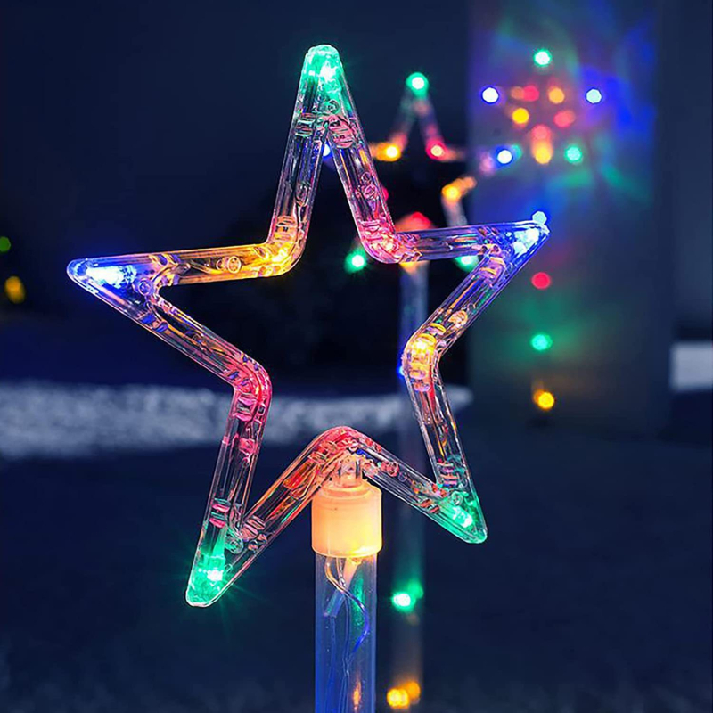 Lumină solară LED pentru grădină – set de 4 corpuri în formă de stea și brad, IP44, 0.6W, 2V, CE certificat