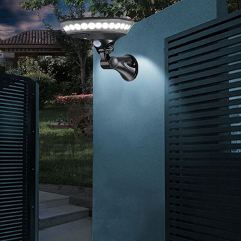 Solarna zidna lampa za dvorište s 360° osvjetljenjem; model UFO, IP65, LED, 3,7 V, 2 W, trajanje 12–16 sati