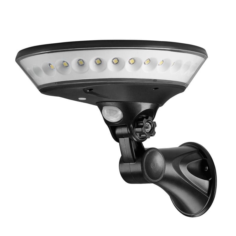 Solarna zidna lampa za dvorište s 360° osvjetljenjem; model UFO, IP65, LED, 3,7 V, 2 W, trajanje 12–16 sati