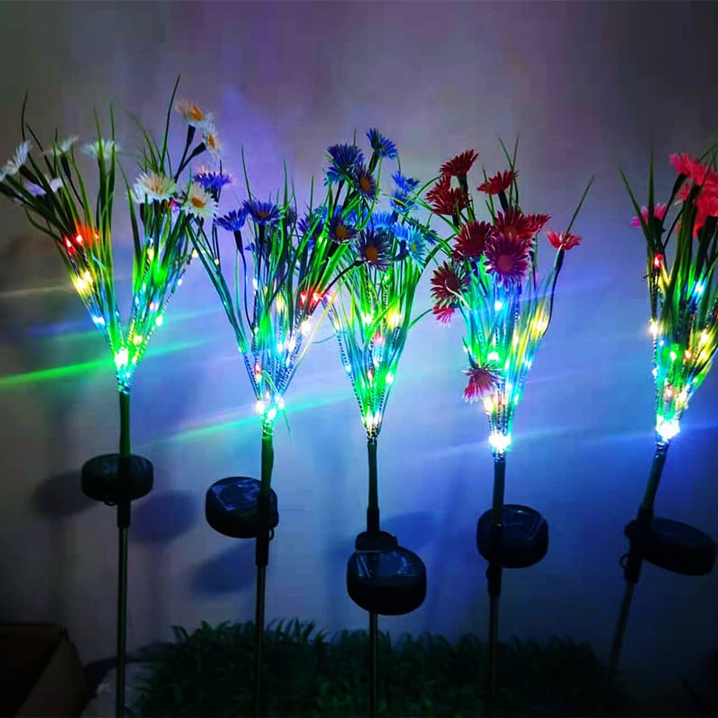 Solarna rasvjeta za krajolik sa simuliranim divljim cvijetom, vanjska IP65 vodootporna LED dekorativna lampa od nehrđajućeg čelika