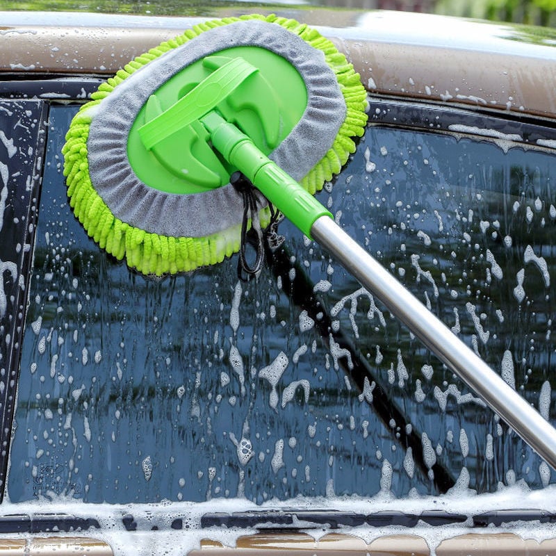 Chenille mop za pranje auta s teleskopskom šipkom — alati za čišćenje vozila, Materijal: Chenille + nehrđajući čelični štap (aluminijska zlitina), Prilagodljivo
