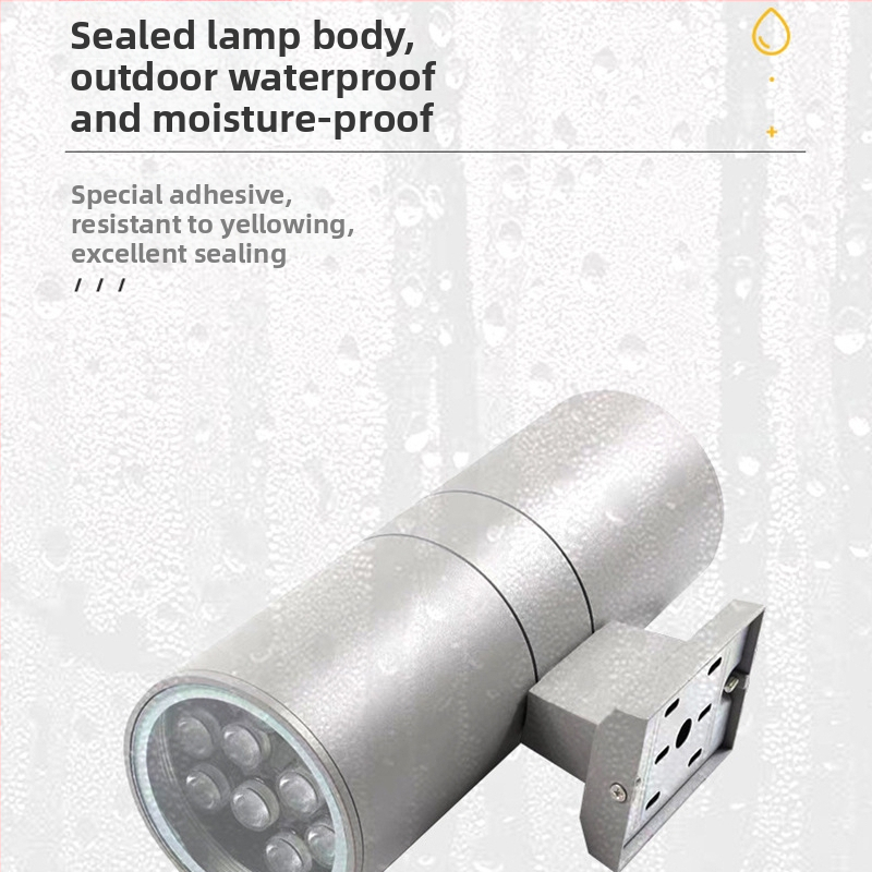 Dvojhlavá vonkajšia stenová lampa IP65, 18 LED, 5400 lm, 3000K, 220V
