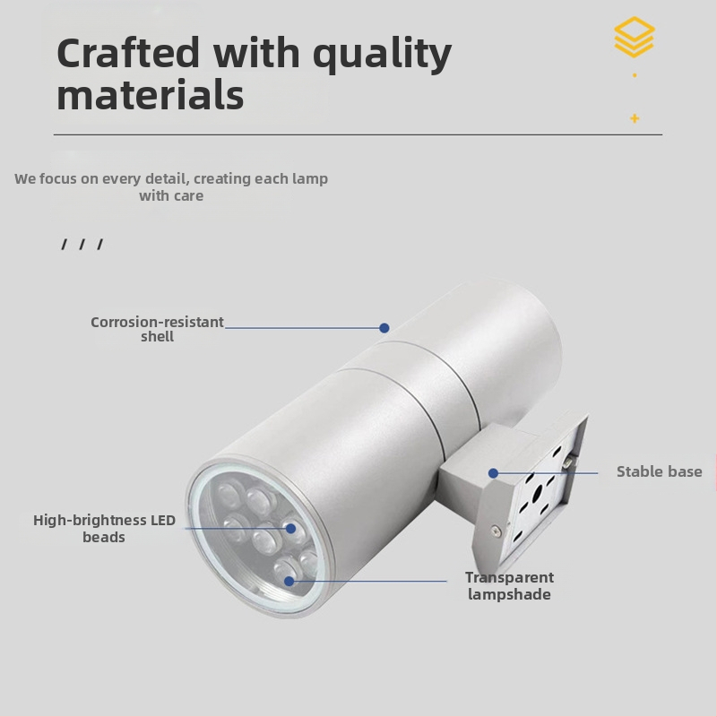 Dvojhlavá vonkajšia stenová lampa IP65, 18 LED, 5400 lm, 3000K, 220V