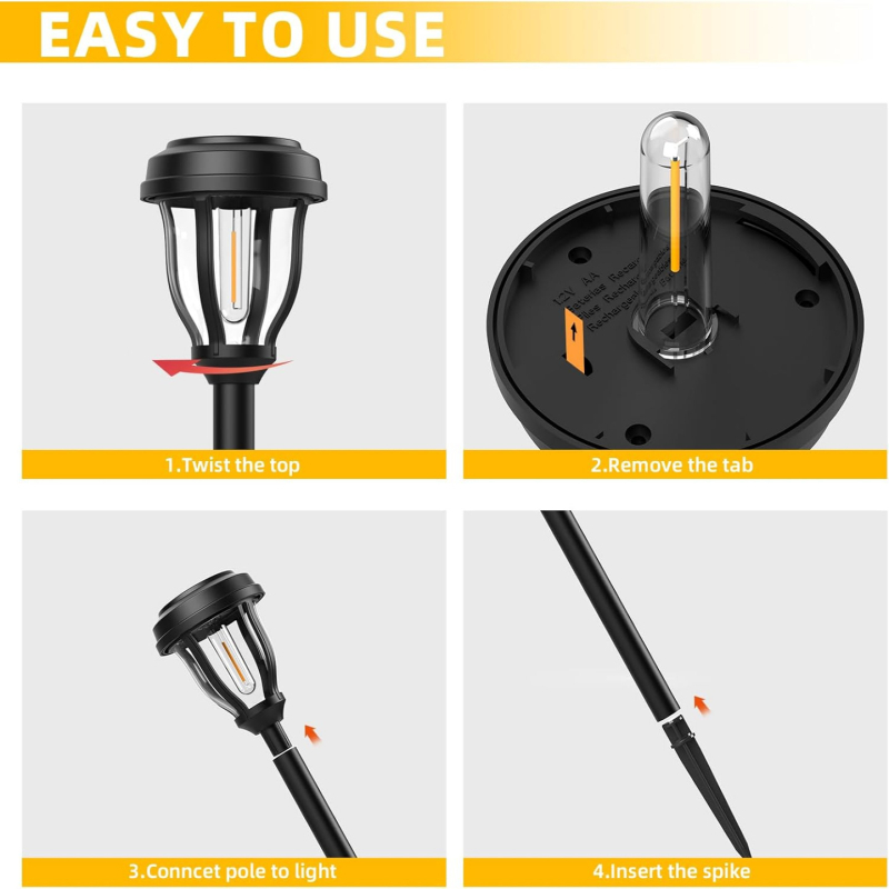 Соларна градинска лампа за вкопаване в тревата – IP65, ABS корпус, 2W LED, 6–12 ч работа, CE сертифицирана