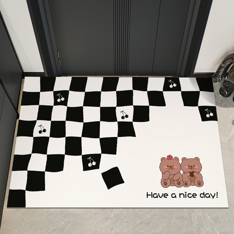 Входна диатомова постелка – клетъчен принт, квадратна форма, персонализируема, ръчно пране