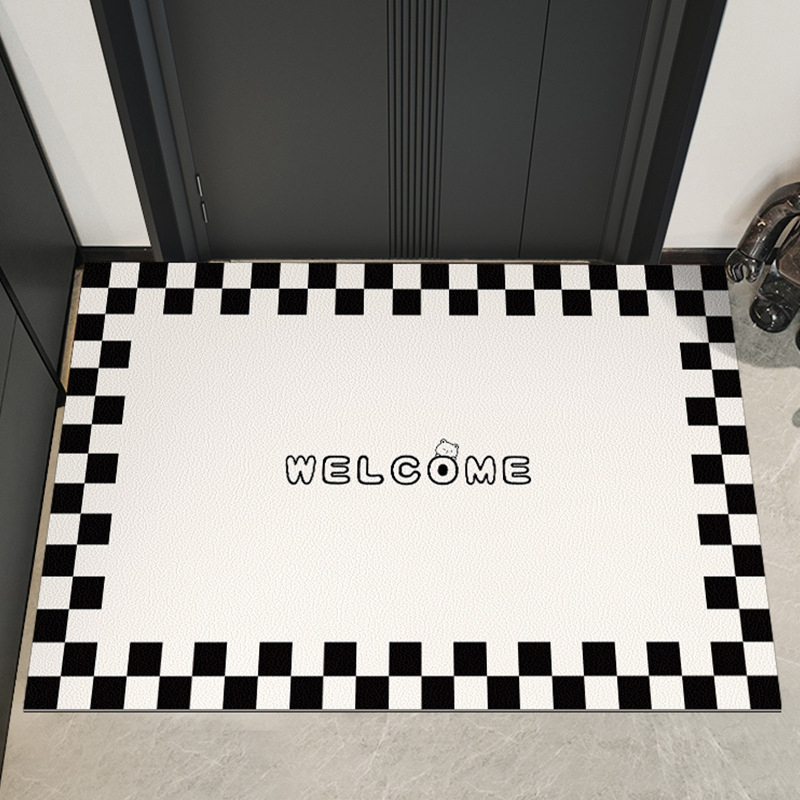 Входна диатомова постелка – клетъчен принт, квадратна форма, персонализируема, ръчно пране