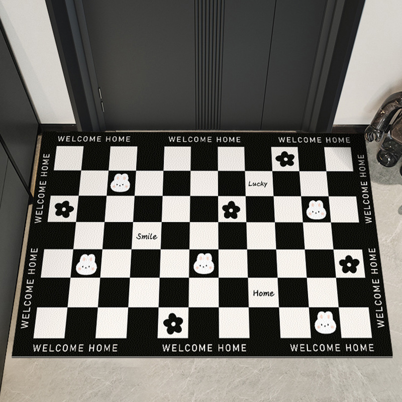 Входна диатомова постелка – клетъчен принт, квадратна форма, персонализируема, ръчно пране