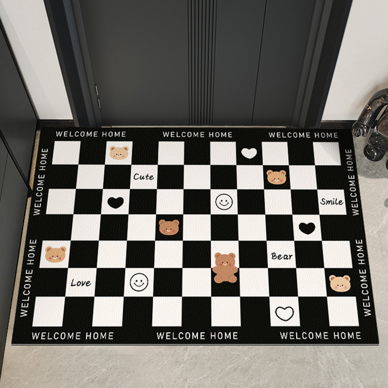 Входна диатомова постелка – клетъчен принт, квадратна форма, персонализируема, ръчно пране