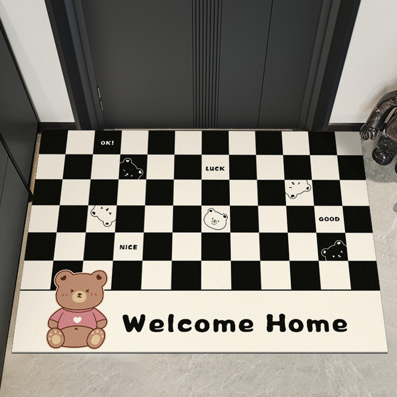 Входна диатомова постелка – клетъчен принт, квадратна форма, персонализируема, ръчно пране