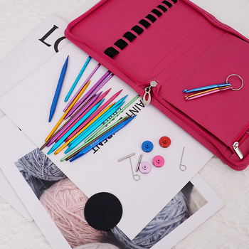 Комплект отделящи се кръгови игли за плетене, квадратни алуминиеви, 9 броя