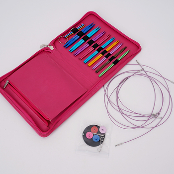 Комплект отделящи се кръгови игли за плетене, квадратни алуминиеви, 9 броя