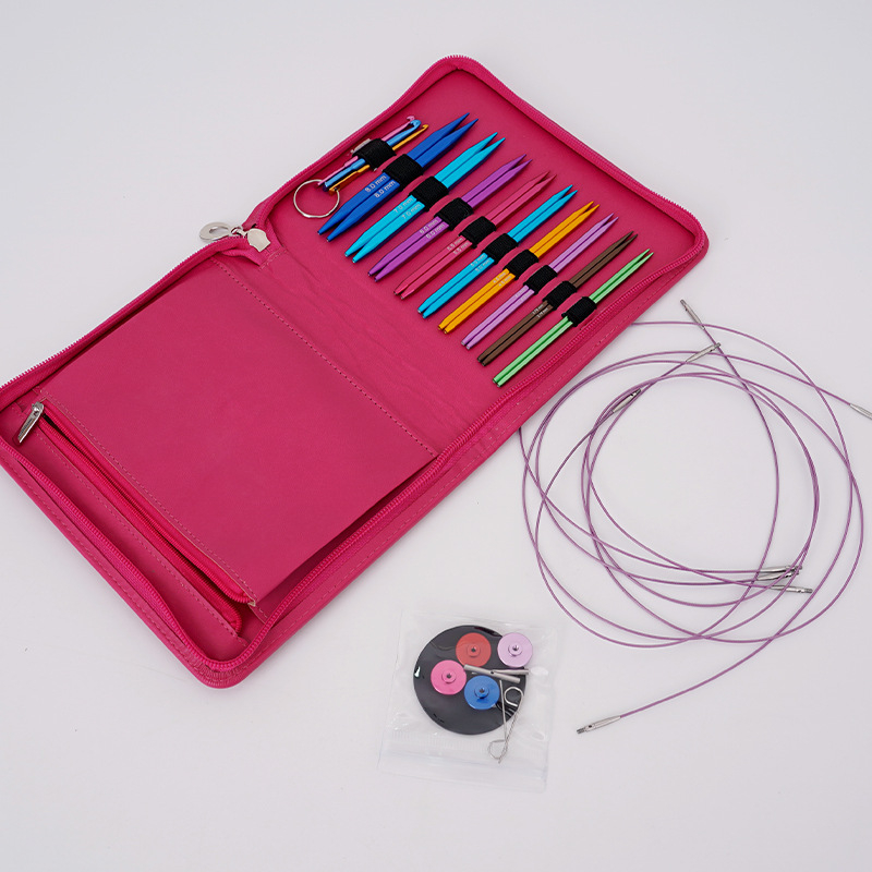 Комплект отделящи се кръгови игли за плетене, квадратни алуминиеви, 9 броя