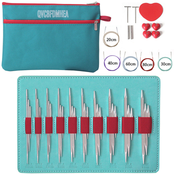 Игли за плетене, 3-членен комплект, разглобяеми квадратни игли, оксидирани алуминиеви