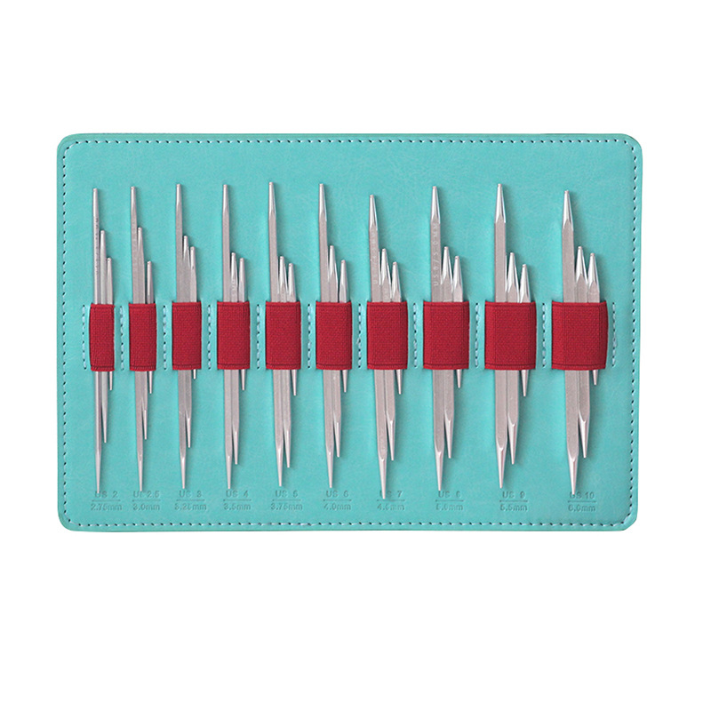 Игли за плетене, 3-членен комплект, разглобяеми квадратни игли, оксидирани алуминиеви