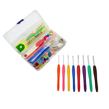 16 алуминиеви еднокрайни куки за плетене на пуловери — комплект, опаковка 100 бр, брутно тегло 180 г