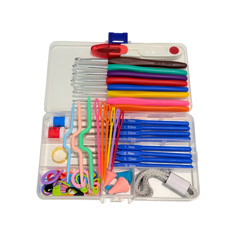 16 алуминиеви еднокрайни куки за плетене на пуловери — комплект, опаковка 100 бр, брутно тегло 180 г