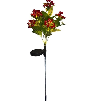 Соларна лампа за тревата под формата на растение с цвете, IP42, светлинна мощност 0,06 W, време на работа 6–12 ч, модел Sun lamp red bean flower