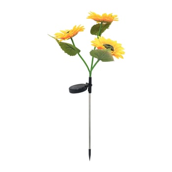 Ηλιακή εξωτερική λαμπτήρα κήπου σε μορφή ηλίανθου, ABS περίβλημα, IP65, μοντέλο HS05-1, ισχύς 0,25 W, συνεχής φωτισμός 6–12 ωρών, CE πιστοποίηση