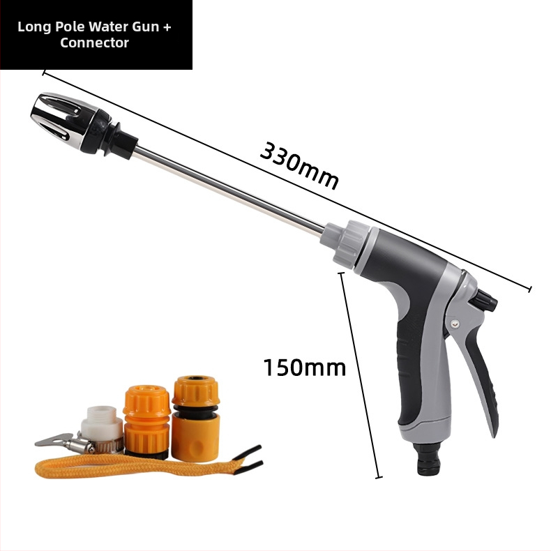 Teleskopická vodná pištoľ na umývanie áut a zalievanie záhrady; kovová tryska; konštrukcia z kovu + ABS; plastová rukoväť; dosah lúča 5–10 m; model Bs-6692