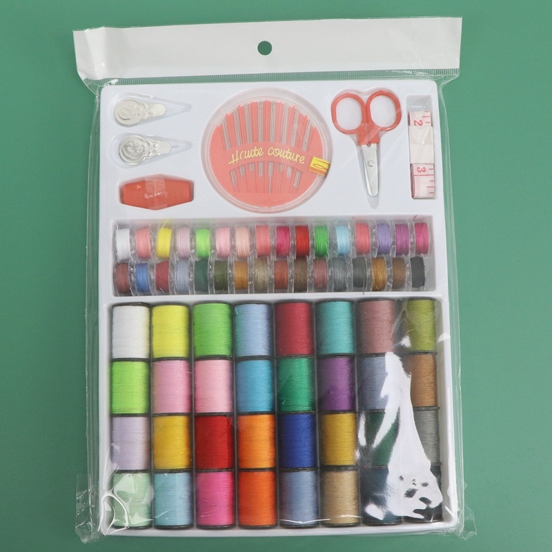 Ručno šivanje set: 64 špula konca, škare, mjerač, ručne igle i zaštita za prst — 100-dijelni moderni set