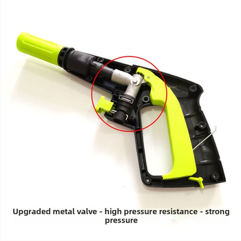 Vysokotlaková pištoľ na umývanie auta s kovovým ventilom a rýchlospojkou, telo z plastov strojárenskej výroby, hmotnosť 1,0 kg
